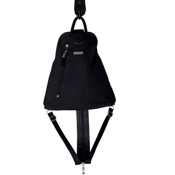 Baggallini Metro Backpack Sling‎ Bag Purse Black Nylon RFID Protection Travel